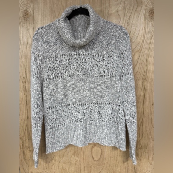360 Cashmere Sweaters - 360 Cashmere Turtleneck Sweater-100% Cashmere-Heather Grey-Size Large